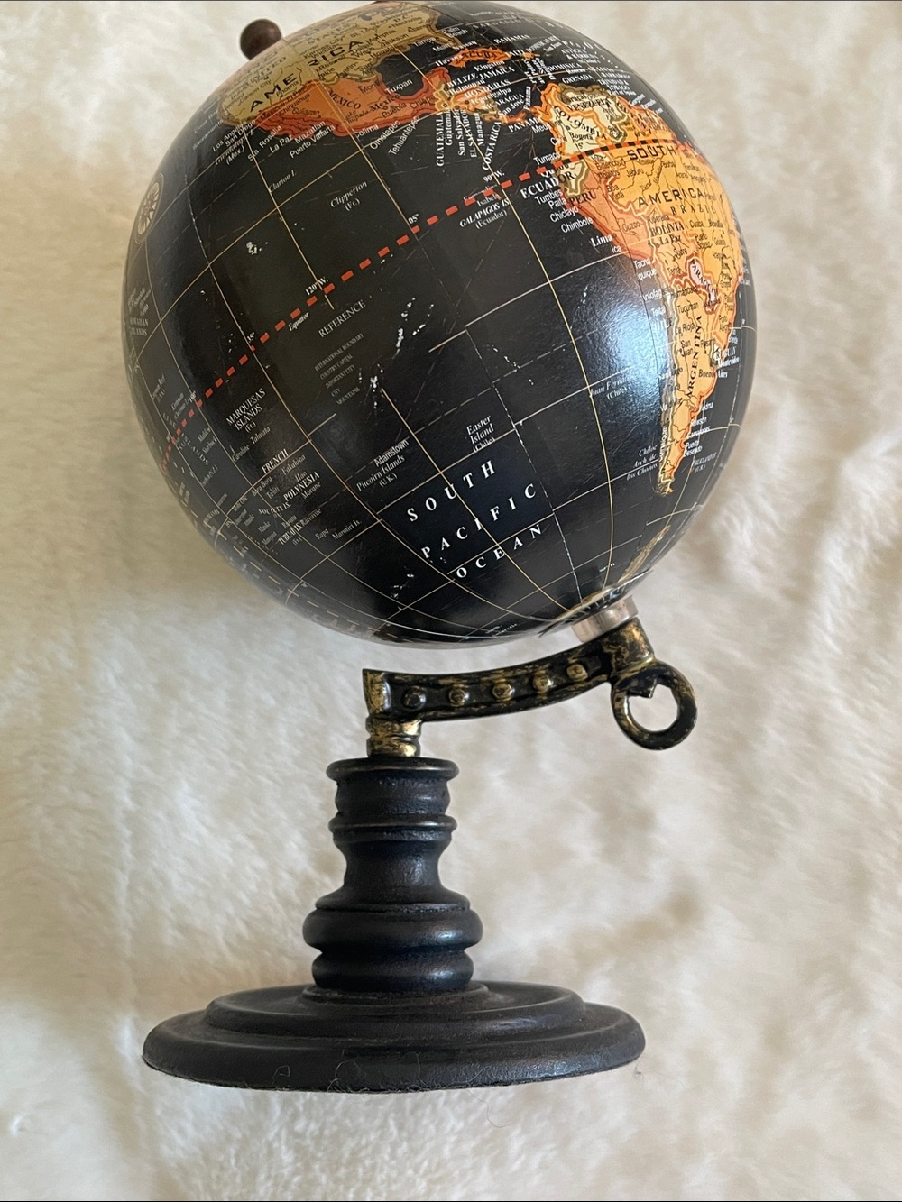 Vintage-Style Black and Gold Decorative Globe - Home Accents 5”
